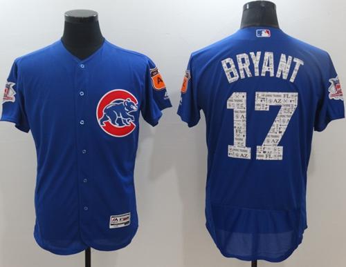 Cubs #17 Kris Bryant Blue Spring Training Authentic Flex Base Stitched MLB Jersey - Click Image to Close
